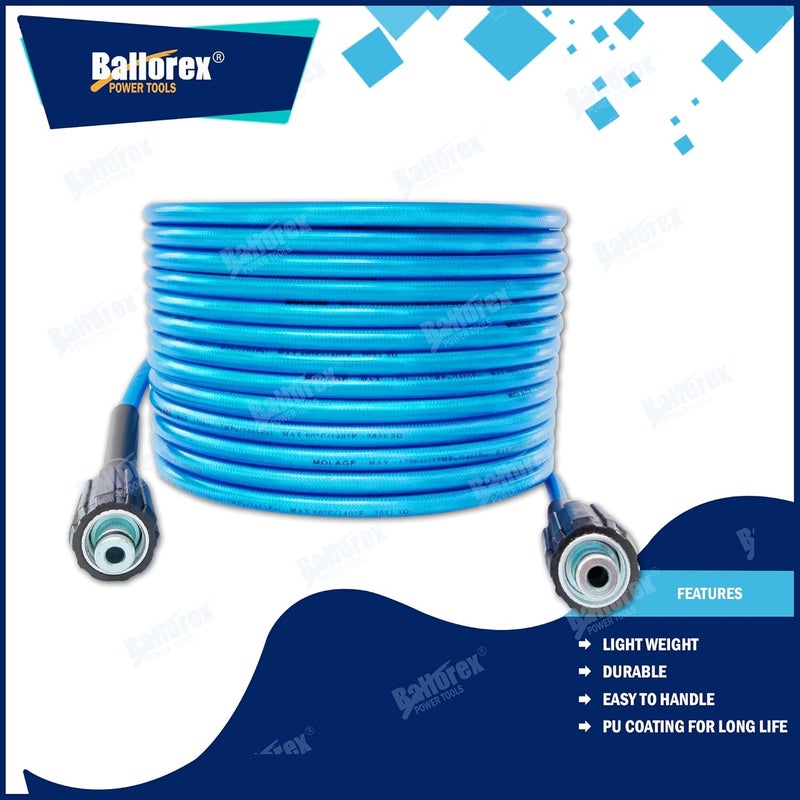 BALLOREX بلاوركس خرطوم غسيل سيارات بطول 11 متر بحجم موصل M22 مع مسدس رش صناعي عالي الضغط برأس قابل للتعديل باللون الأسود متوافق مع JPT StarQ Ballorex Vantro Gaocheng Blue - Image 5