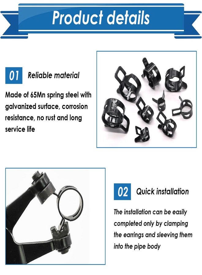 Eoppen 72Pcs Spring Hose Clamps Fuel Line Silicone Vacuum Hose Low Pressure Air Clamps & Sleeving Automotive Replacement Fastener Assortment Kit 6 Sizes (7mm 10mm 11mm 14mm 16mm 18mm) Black - Image 3