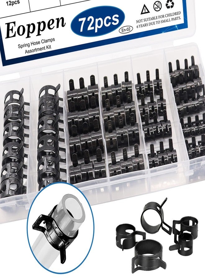 Eoppen 72Pcs Spring Hose Clamps Fuel Line Silicone Vacuum Hose Low Pressure Air Clamps & Sleeving Automotive Replacement Fastener Assortment Kit 6 Sizes (7mm 10mm 11mm 14mm 16mm 18mm) Black - Image 4