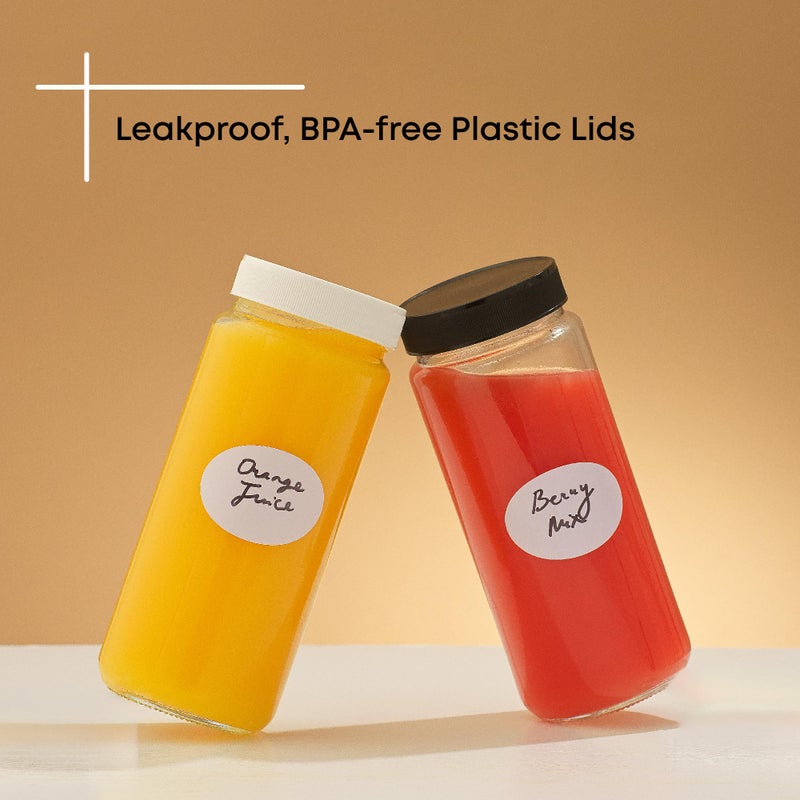 JoyJolt Glass Juice Bottles, 16 oz Glass Bottles with Caps. Set of 8 Juice Containers with Lids for Fridge, and Labels for Juice Jars. Glasses for Juice, Cold Brew Bottles, Smoothie Jars - Image 3