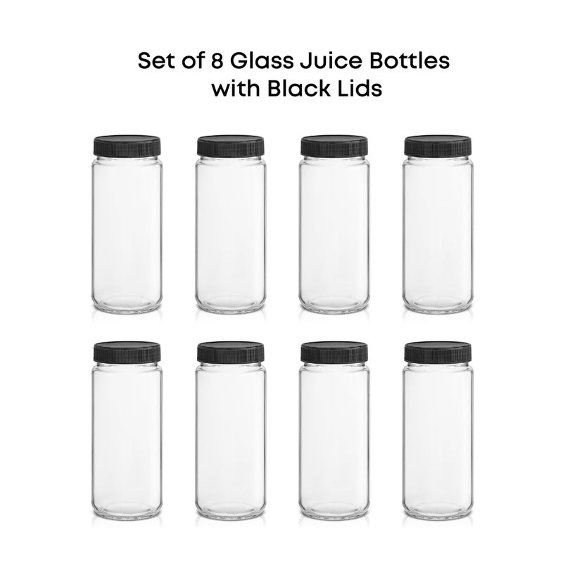 JoyJolt Glass Juice Bottles, 16 oz Glass Bottles with Caps. Set of 8 Juice Containers with Lids for Fridge, and Labels for Juice Jars. Glasses for Juice, Cold Brew Bottles, Smoothie Jars - Image 4