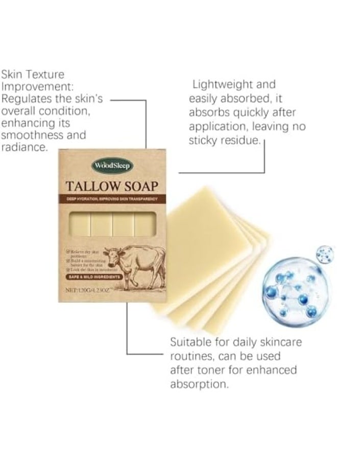 WoodSleep Grass Fed Tallow Soap Bar | Natural Tallow Soap with Honey u0026 Olive Oil Extracts for Dry Skin Comfort u0026 Deep Hydration | Beef Tallow Soap Bar with Rich Lather, Gentle Cleansing - Image 5