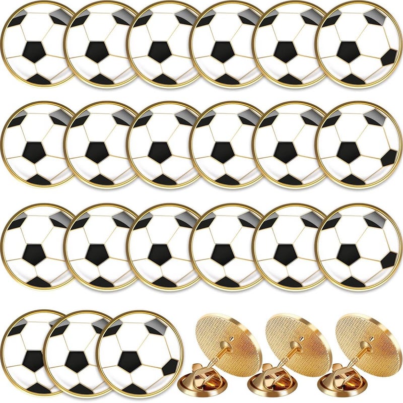 Luckam Soccer Lapel Pin, 18 Pcs Soccer Brooch, Soccer Ball Cartoon Round Metal Pins, Football Hat Shirt Pin Tie Tack Pinback, Men Women Brooches Sports Accessories Charm Decoration - Image 1