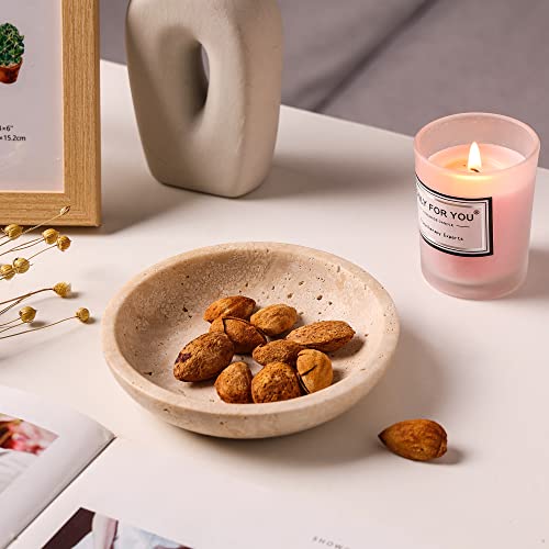 Natust Natural Marble Travertine Ring Dish Jewelry Tray 5.5" for Women, Marble Trinket Dish for Key Earring Nightstand, Mother's Day Engagement Birthday Gift - Beige Travertine - Image 5