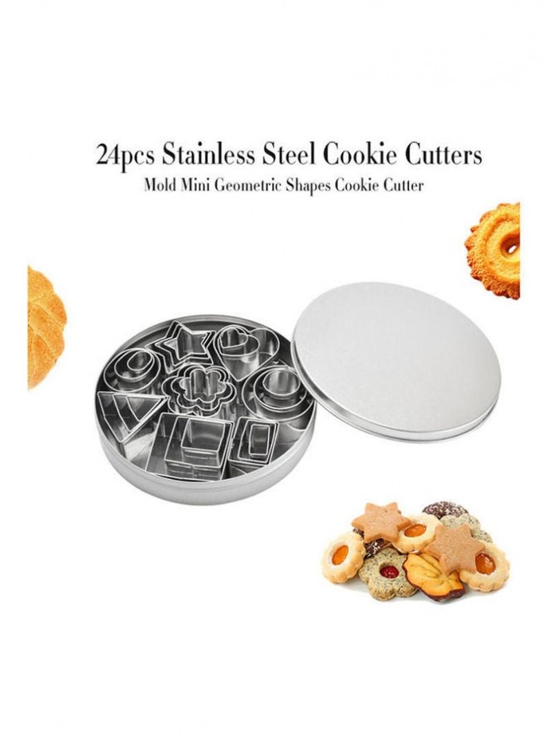 BLOOMING TIME 24-Piece Stainless Steel Cookie Cutters Mold Set Silver - Image 1