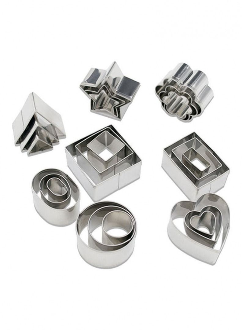 BLOOMING TIME 24-Piece Stainless Steel Cookie Cutters Mold Set Silver - Image 3