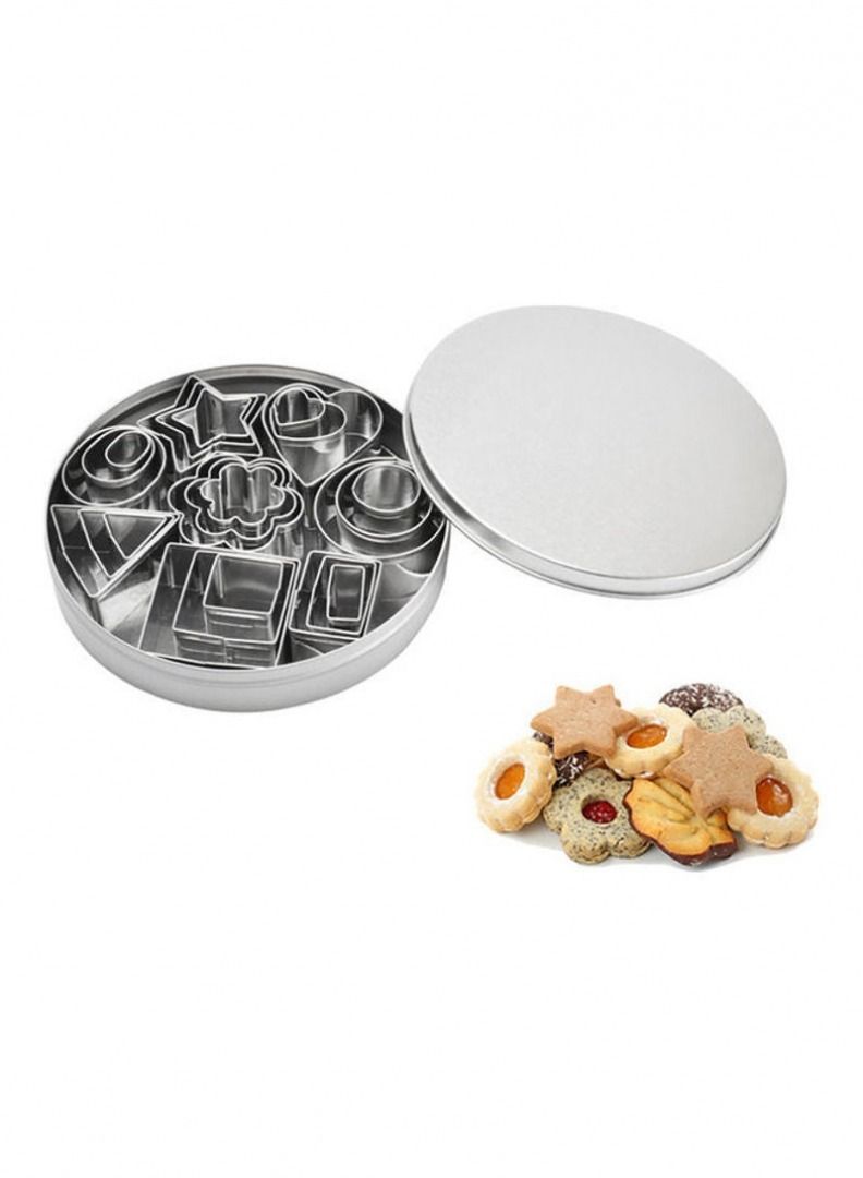 BLOOMING TIME 24-Piece Stainless Steel Cookie Cutters Mold Set Silver - Image 2