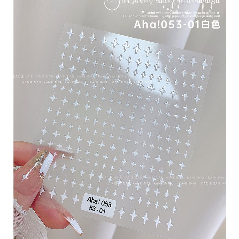 Star Manure Stickers Small Fragrant Wind Adhesive 3D Gold Silver Black White Flash Star Aha Nail Stickers - Image 4