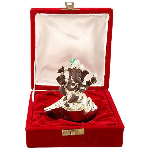 Lavanaya Silver Shankh Ganesh Idol for Car Dashboard & Gifting - Image 5