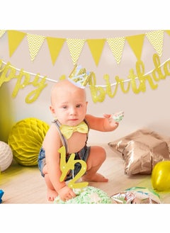 Y&D 6 Months Happy Birthday Banner Set, Glitter Half Decoration Baby Boy Girl 1/2 Year Cake Topper Triangle Flag Crown Hat Bow Tie  - Image 3