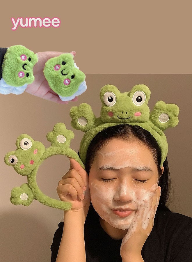 يمي مجموعة من 4 قطع من أربطة الشعر وسوار المعصم اللطيفة، مصنوعة من نسيج ناعم ومريح، تمنع الماء من التنقيط على الذراعين، متعددة الاستخدامات لغسل الوجه والمكياج والاستحمام واليوغا والسبا - Image 1