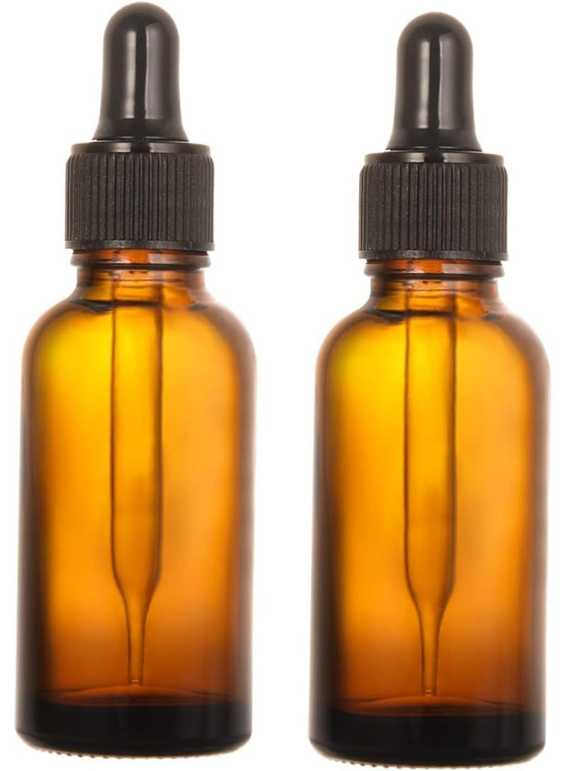 Set of 2 Glass Dropper Bottles 30ml Each, Refillable Liquid Droppers with Precision Pipette for Essential Oils, Serums, Cosmetics, and DIY Liquid Storage - Image 1