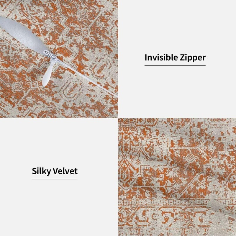 Sunshineyan Fall Pillow Covers 16x16 Set of 2  Burnt Orange Boho Decorative Throw Pillows Ethnic Vintage Farmhouse Bohemian Carpet Pattern Pillow Cases Linen Gifts for Couch Sofa Outdoor Decor - Image 4