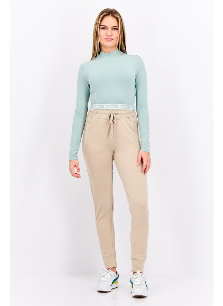 Dickies - Women Mock Neck Long Sleeve Brand Logo Crop Top, Jade Green - Image 1