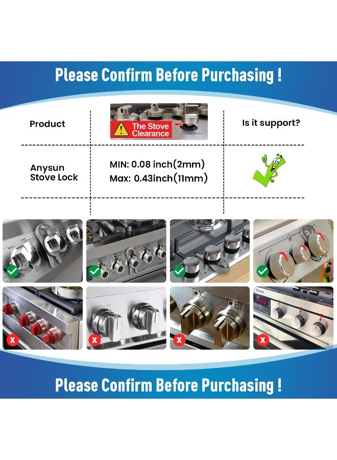 Anysun Gas Stove Knob Lock, Baby Proof Oven Knobs Covers Lock for Child Safety (5 Pack) Grey - Image 4