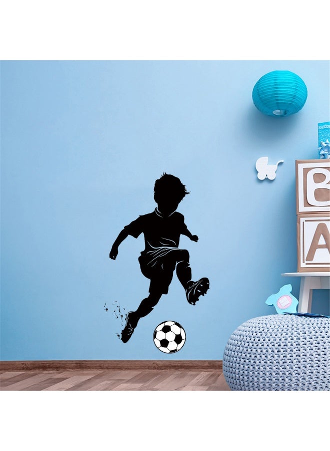 Boy Playing Football Wall Sticker, Soccer Player Silhouette Decal for Kids' Room Decor - Image 4