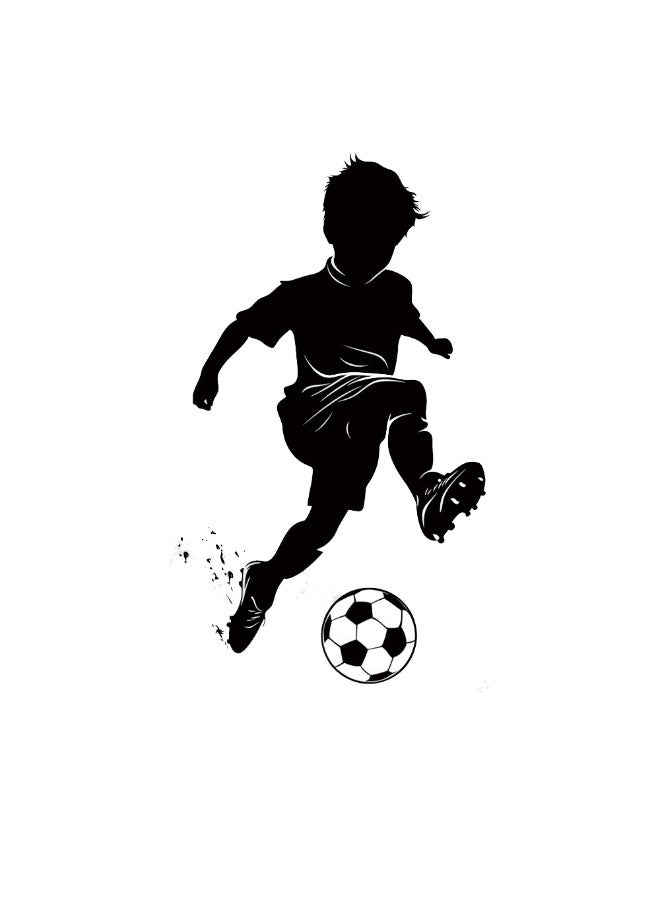 Boy Playing Football Wall Sticker, Soccer Player Silhouette Decal for Kids' Room Decor - Image 1
