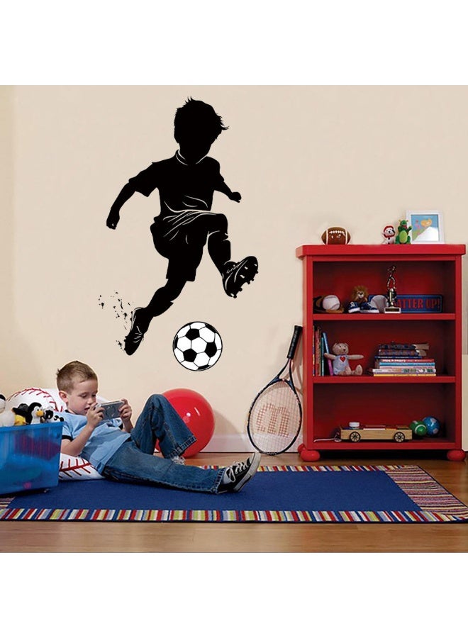 Boy Playing Football Wall Sticker, Soccer Player Silhouette Decal for Kids' Room Decor - Image 2