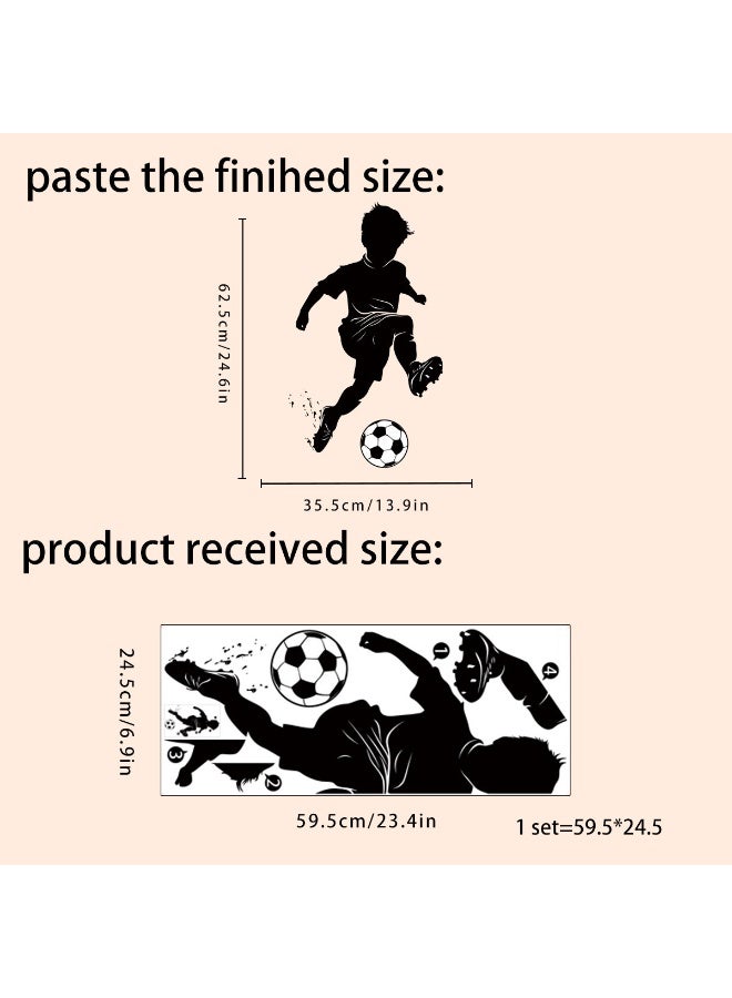 Boy Playing Football Wall Sticker, Soccer Player Silhouette Decal for Kids' Room Decor - Image 3