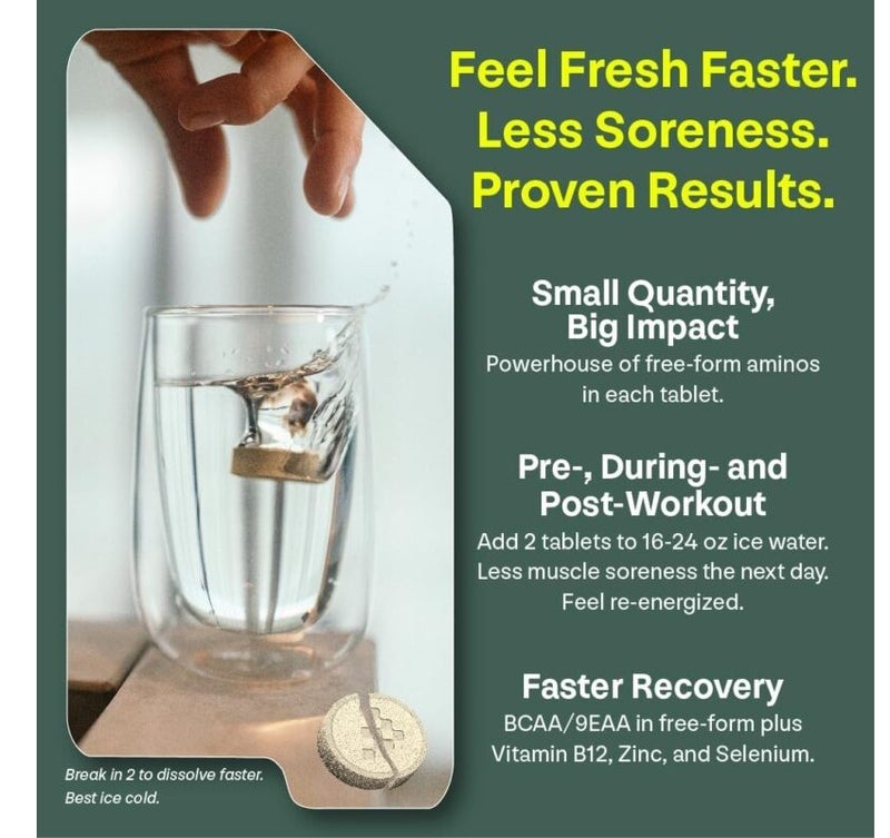 Unbroken Recovery Amino Energy Tablets with EAA & BCAA, Lemon Lime, 10 Servings - Image 4