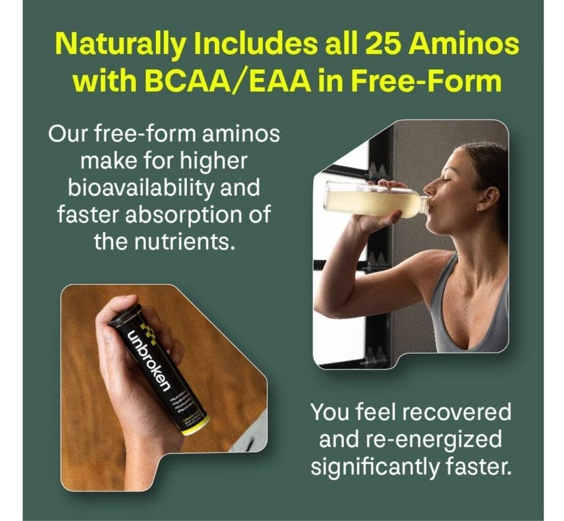 Unbroken Recovery Amino Energy Tablets with EAA & BCAA, Lemon Lime, 10 Servings - Image 5