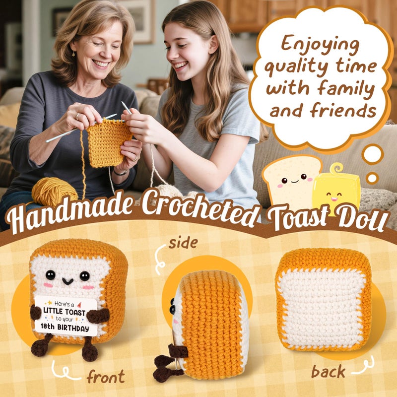 Glydein A Little Toast to Your 18th Birthday - Mini Handmade Crochet Toast Gifts for 18 Year Old Girl Boy, Funny 18th Birthday Gifts for Girls Boys Daughter Son Sister Friend, Adult Handmade Crochet - Image 4