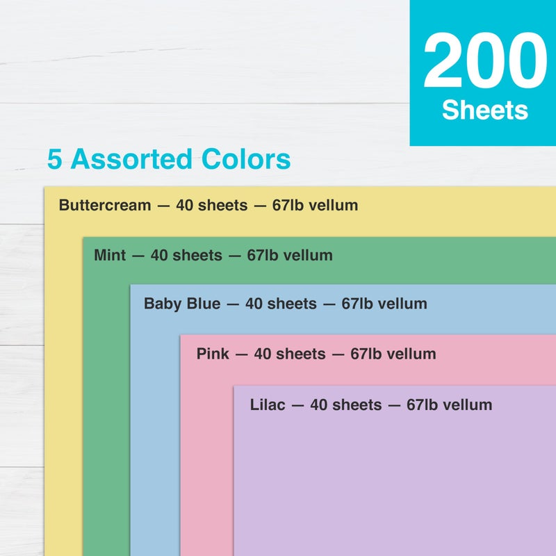 PrintWorks Easter Cardstock 8.5" x 11" - 200 Sheets - 5 Assorted Pastel Cardstock Colors - Ideal for School & Craft Projects - 67 lb/147 gsm - Made in the USA - SFIÂ® Certified (00594) - Image 4