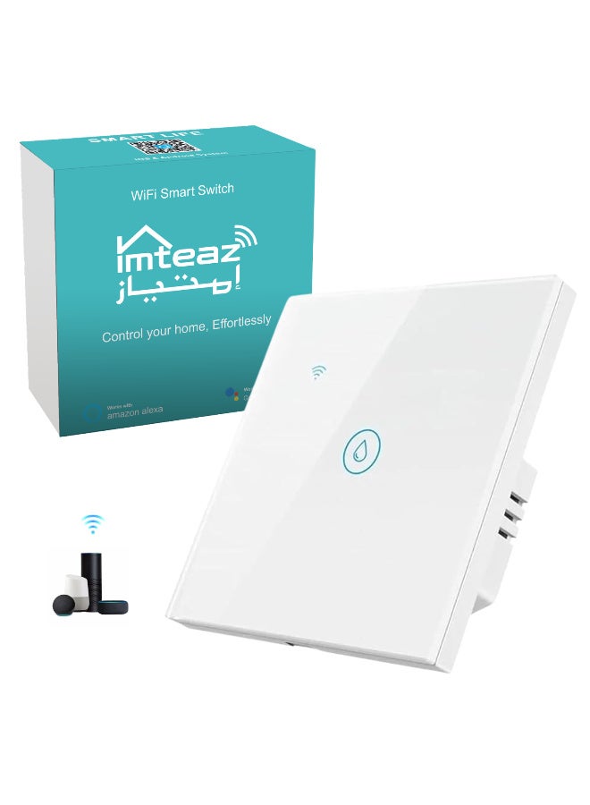 Imteaz Smart WiFi Heater Switch for Heater, AC, or Motor, Neutral Wire Required, Compatible with Google Home, Touch and App Control, Voice and Timing Function (White, 40A) - Image 1