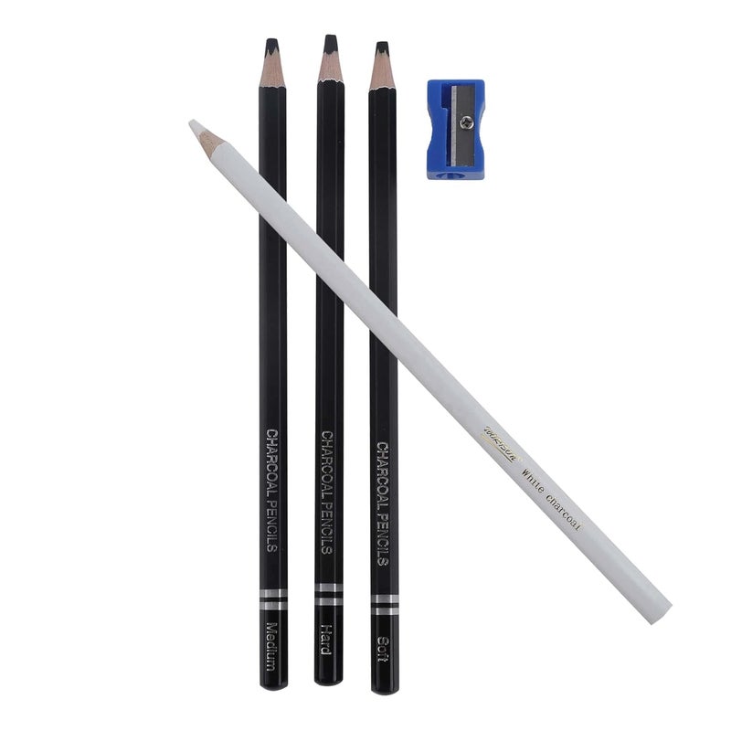 Worison worison 3 PCs White And 3 Pcs Black Charcoal Pencils Combo set for Sketching Drawing and Other Artistic Work  - Image 2