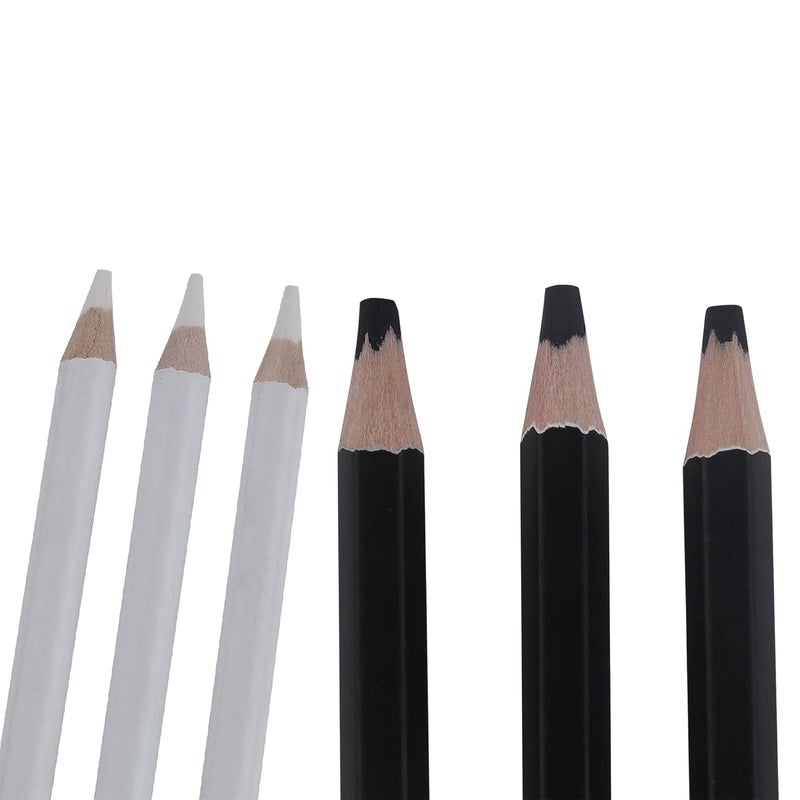 Worison worison 3 PCs White And 3 Pcs Black Charcoal Pencils Combo set for Sketching Drawing and Other Artistic Work  - Image 3
