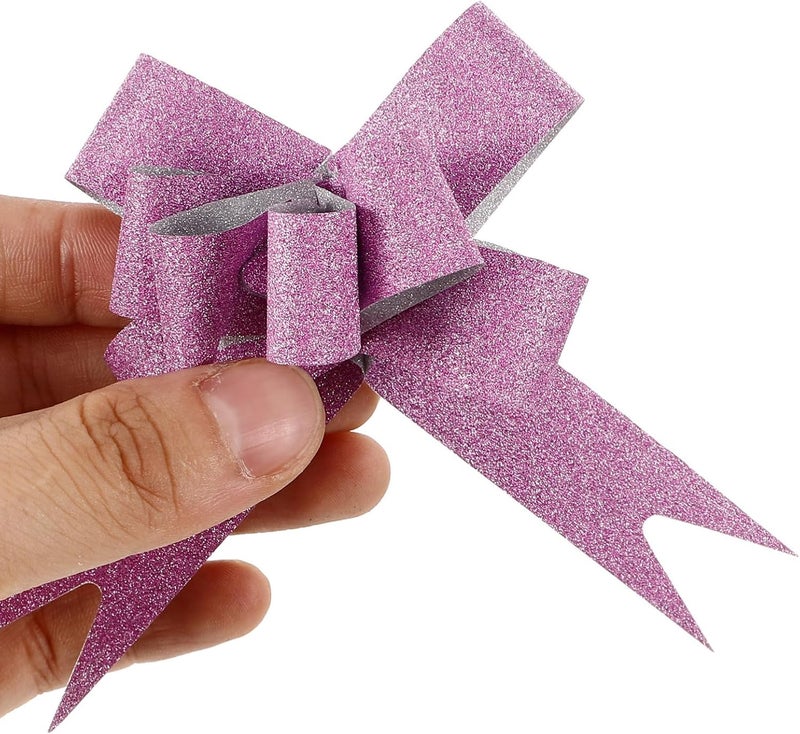 VILLCASE 80pcs Glitter Pull Bow Ribbon Set, Small Decorative Pull Bows for Wedding Car, Birthday Wrapping, Party and Holiday Celebration Accessories - Image 2