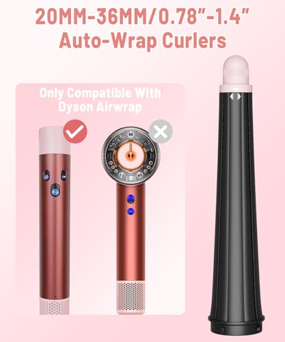 PUREGUST 0.78in-1.4in Conical Long Barrels Attachment for Dyson Airwrap HS01 HS05 HS08 Accessories, 20MM-36MM Auto-Wrap Curling Iron Curlers for Professional Barrels Curl and Wave Curl Hair, Pink - Image 2
