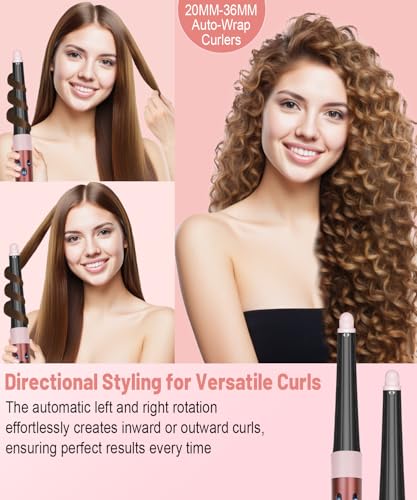 PUREGUST 0.78in-1.4in Conical Long Barrels Attachment for Dyson Airwrap HS01 HS05 HS08 Accessories, 20MM-36MM Auto-Wrap Curling Iron Curlers for Professional Barrels Curl and Wave Curl Hair, Pink - Image 5