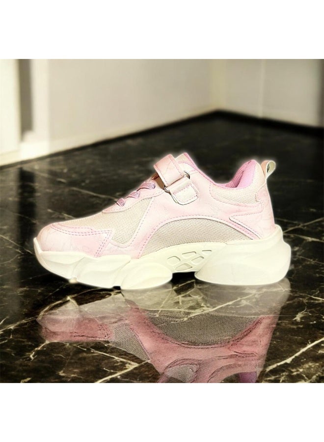 Kids Lightweight Rose Sneakers with Thick Sole, Velcro Strap & Breathable Mesh - Image 4