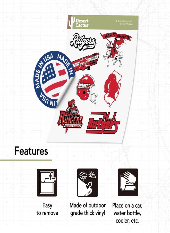 Desert Cactus Rutgers Sticker State University of New Jersey RTX Vinyl Decals Laptop Water Bottle Car Type 2 (T2 Vintage 1) - Image 2