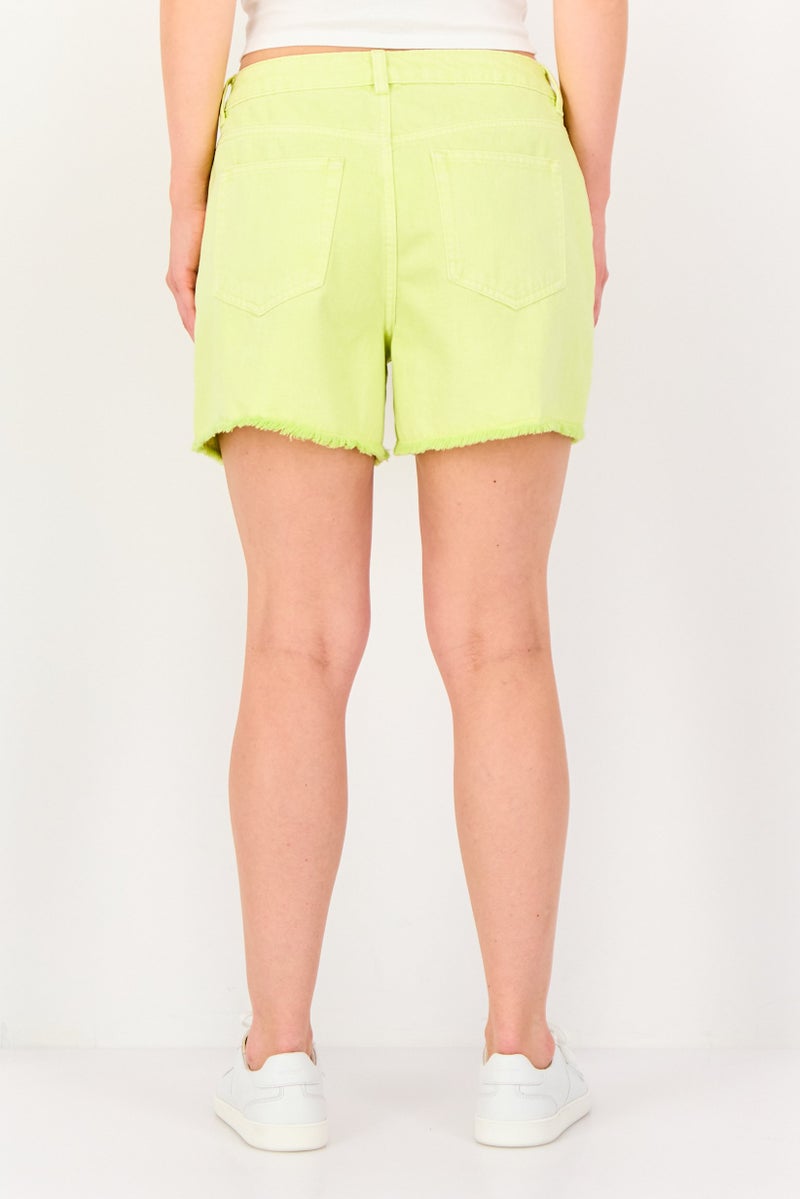 promod شورتات جينز مغسولة للنساء، لون أخضر ليموني - Image 2