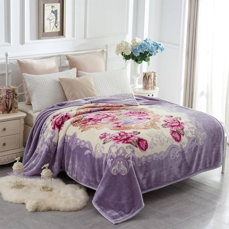 JYK Silky Soft Plush Warm Blanket (Queen, Peony) - Image 2
