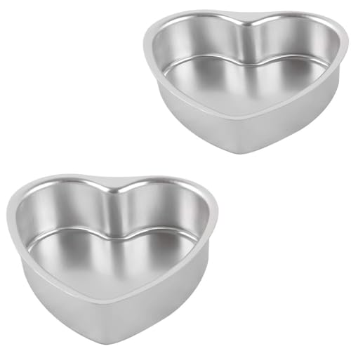 faas Cake Mold Tin Pan Aluminium Cake Mould for Baking Tray Heart Cake Making Set for Microwave Oven Bowl (Diameter 6", 7", inch, Silver, Set of 2 Pieces) Microwave & OTG Safe - Image 1