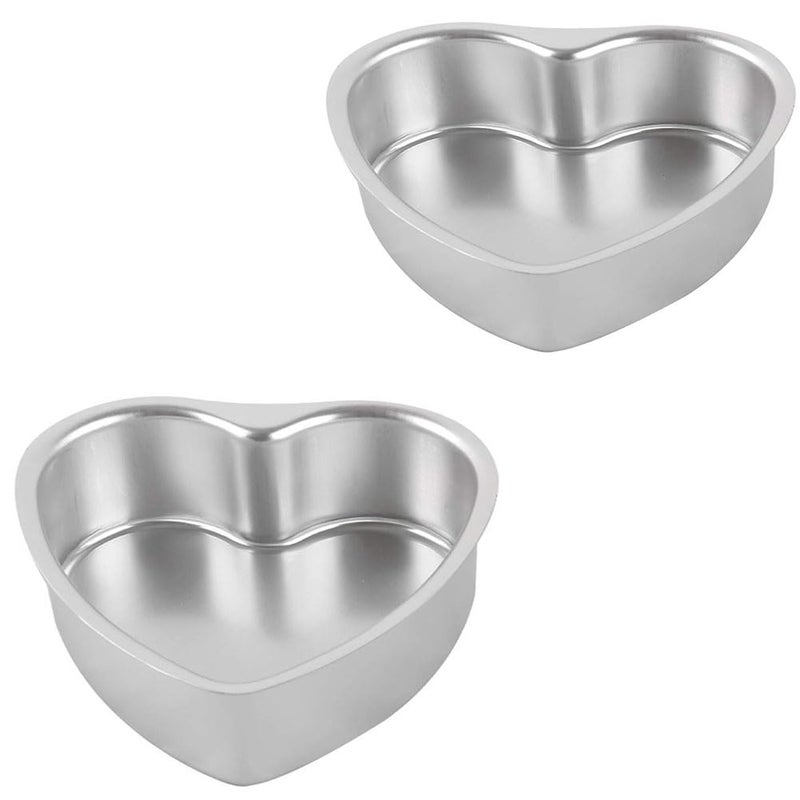 faas Cake Mold Tin Pan Aluminium Cake Mould for Baking Tray Heart Cake Making Set for Microwave Oven Bowl (Diameter 6", 7", inch, Silver, Set of 2 Pieces) Microwave & OTG Safe - Image 5