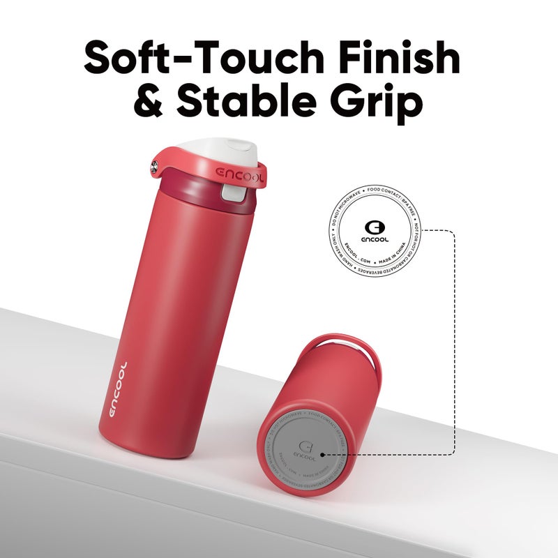 ENCOOL Leakproof Insulated Water Bottle with Straw Dual-Sip Water Bottle Bag-Safe Design for Work, Commute & Gym â€“ Keeps Drinks Cold All Day, 24 oz, Ember Clay - Image 5