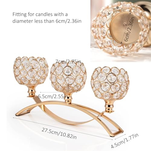 VINCIGANT Gold Candle Holders for Table Centerpiece, 3 Arms Metal Candelabra Candlestick Holders for Home Decor, Wedding, Dinning, Party, Anniversary,Christmas Halloween Decorations - Image 3