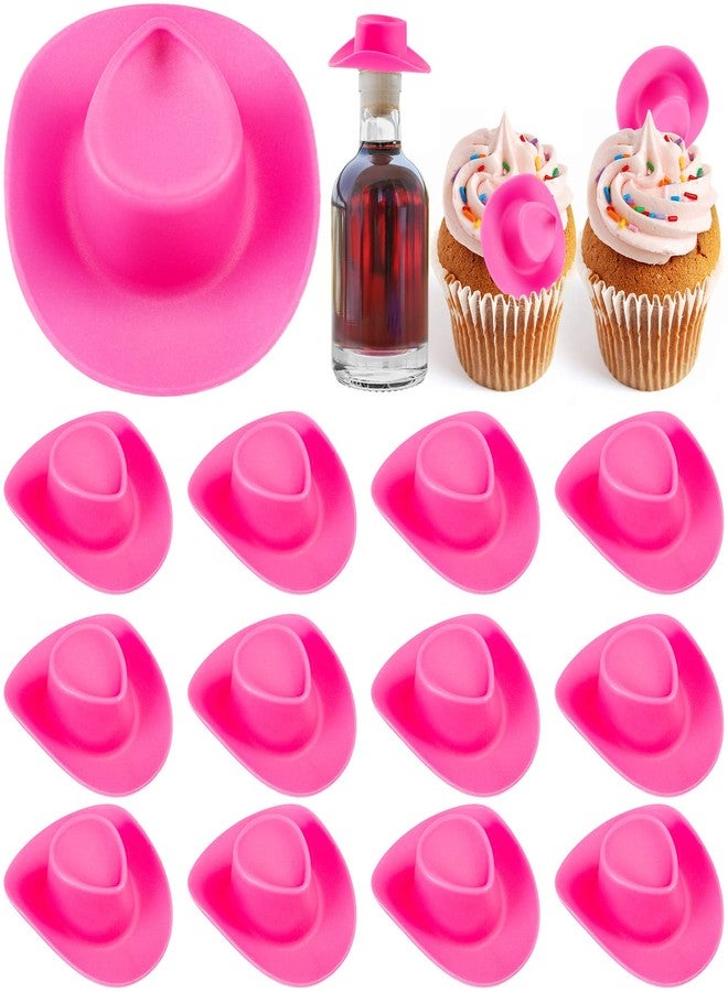 FFNIU 20Pcs Pink Mini Cowboy Hat, Plastic Mini Western Cowgirl Hat for Pretend Play Dollhouse Decoration - Image 1