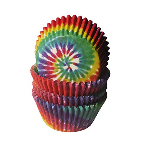 Royalty Essentials Tie Dye Cupcake Liners Baking Cups Happy Birthday Cake Topper Holders Wrappers Decorations Decor Kit Cupcakes Standard Cupcake Liners 100 Count Tie Dye