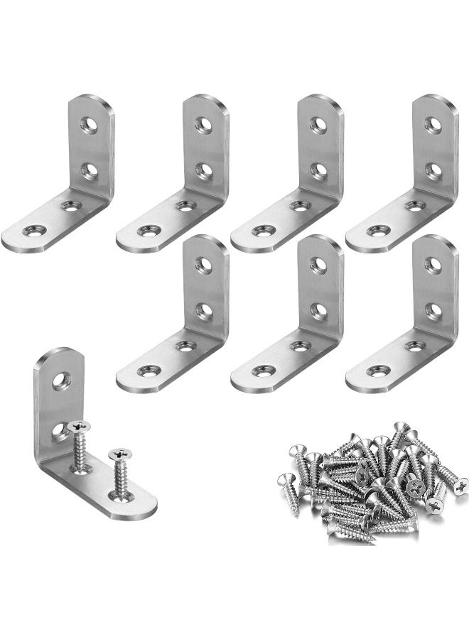 Rubik Corner Brace L Shaped Bracket, 8pcs Stainless Steel Corner Code Decorative Joint Right Angle Bracket for Shelf Supports Fixing Wood Furniture Chair Table Cabinet Bed with Screws (50x50x18mm)  - Image 1
