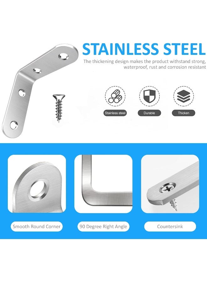 Rubik Corner Brace L Shaped Bracket, 8pcs Stainless Steel Corner Code Decorative Joint Right Angle Bracket for Shelf Supports Fixing Wood Furniture Chair Table Cabinet Bed with Screws (50x50x18mm)  - Image 3