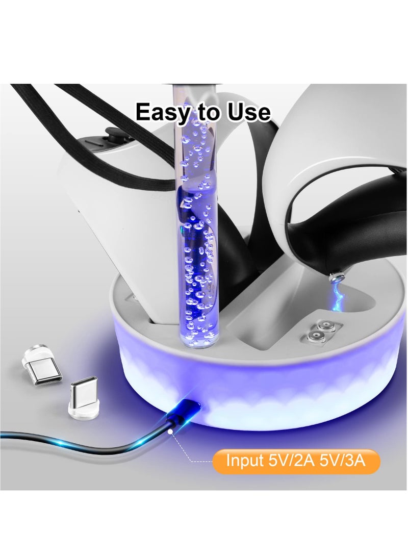 SYOSI - SYOSI Charging Station for PS VR2, Enhanced Charging Stand Dock for Playstation VR2 with RGB Light, Headset Display Stand, Controller Mount and 4 Magnetic Adapters - Image 1