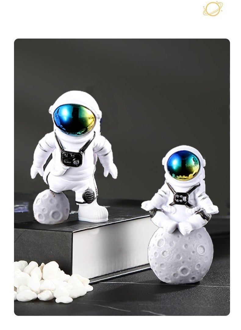 Beauenty Creative Astronaut Decoration 4-Pack Astronaut Statue Astronaut Statue Model For Astronaut Model Living Room TV Cabinet Hanging Decoration Children's Room Decoration Space Theme Birthday Gift - White  - Image 4