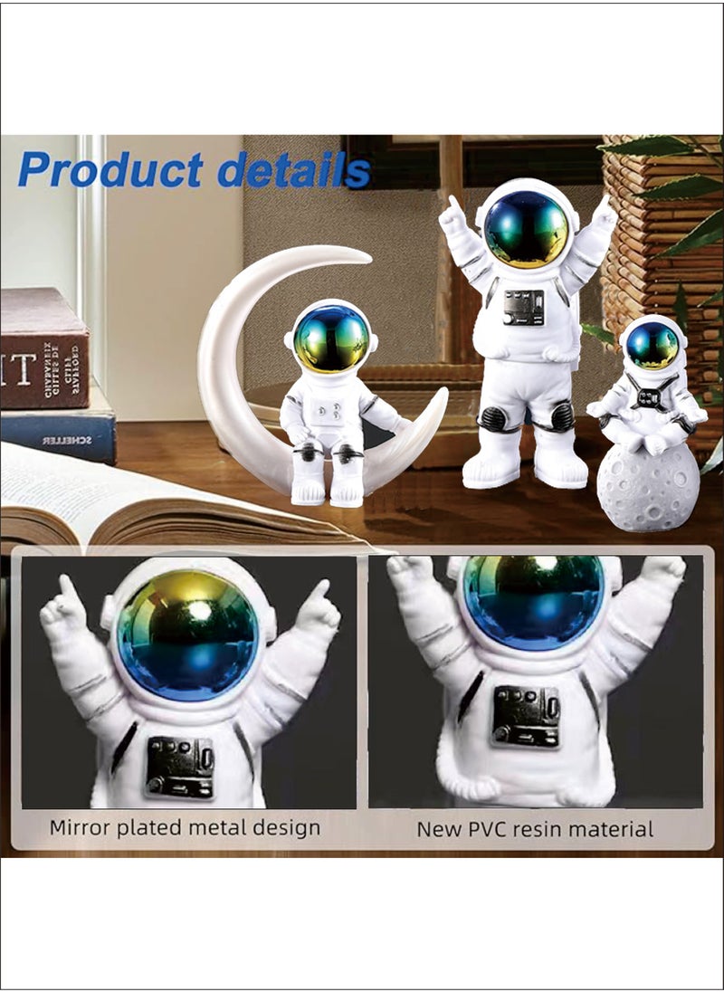 Beauenty Creative Astronaut Decoration 4-Pack Astronaut Statue Astronaut Statue Model For Astronaut Model Living Room TV Cabinet Hanging Decoration Children's Room Decoration Space Theme Birthday Gift - White  - Image 3