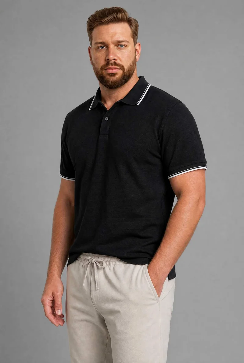 ديفاكتو Regular Fit Plus Size Polo T-Shirt