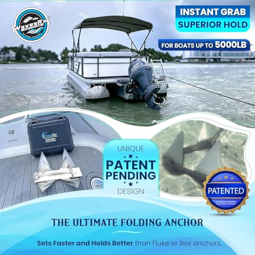 WAVESRX 7lb TriAnchor - Stainless Steel Folding Anchor with 14ft AnchorMate Bungee Line (14'-50') | Effortless Anchoring for Jet Skis, Dinghies & Skiff Boats | Unique Folding Design with Storage Case - Image 2
